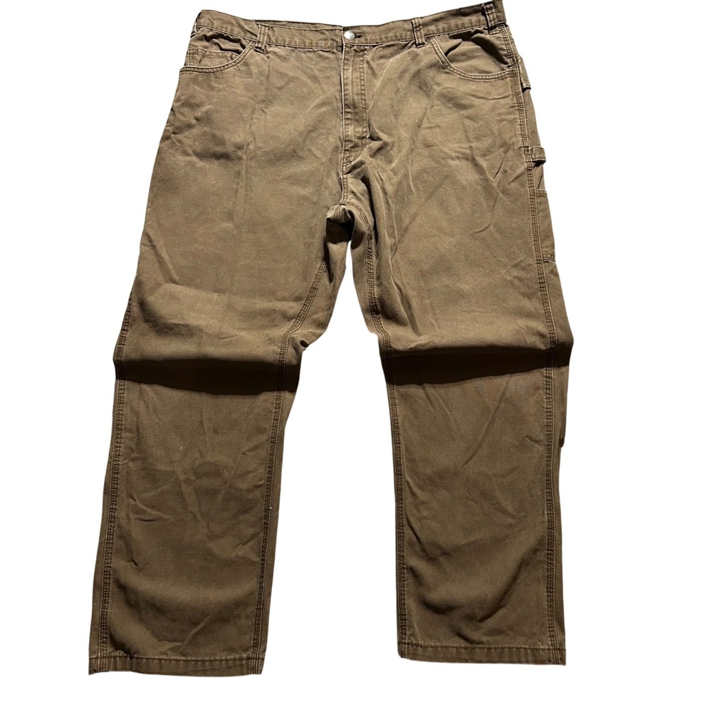 Berne Carpenter Pants Mens 44x32 (Fits 42x31) Brown Duck Canvas Utility Workwear